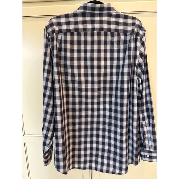 Michael Kors Men's Tailor Fit Blue Checkered Long Sleeve Shirt Size Large - Picture 4 of 5